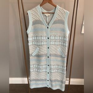 Beautiful Simply Noelle Long sweater vest in blue and greys. Size S/M (8/10)